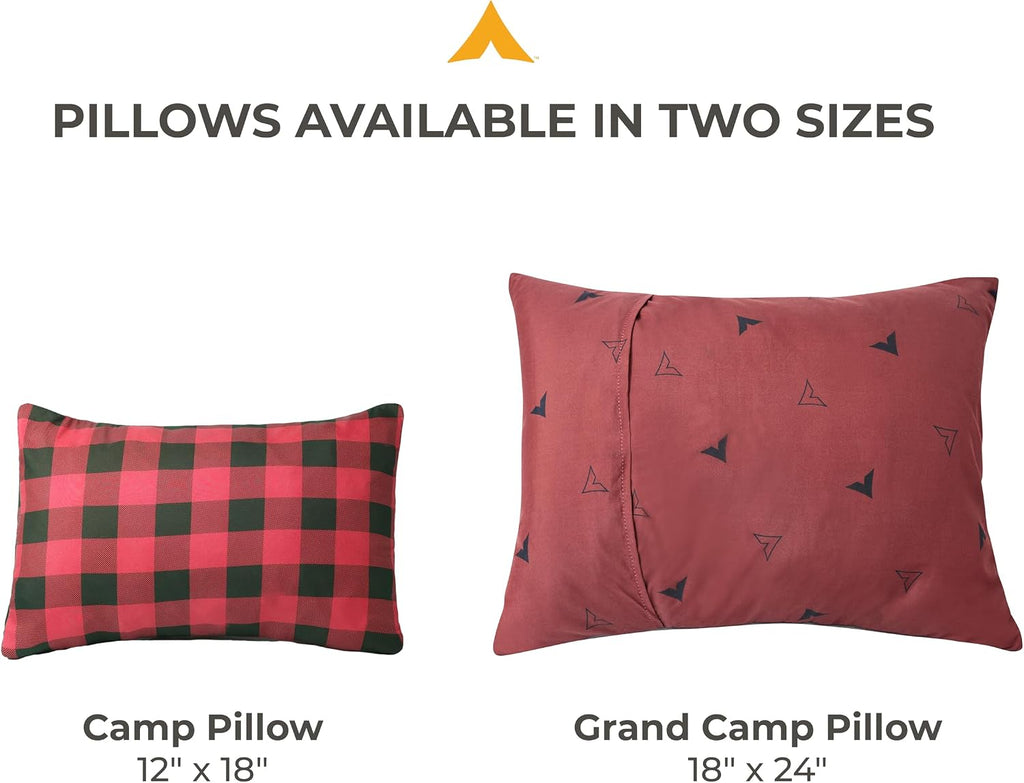Teton Sports Camp Pillow; Great for Travel, Camping and Backpacking; Washable, Blue Plaid
