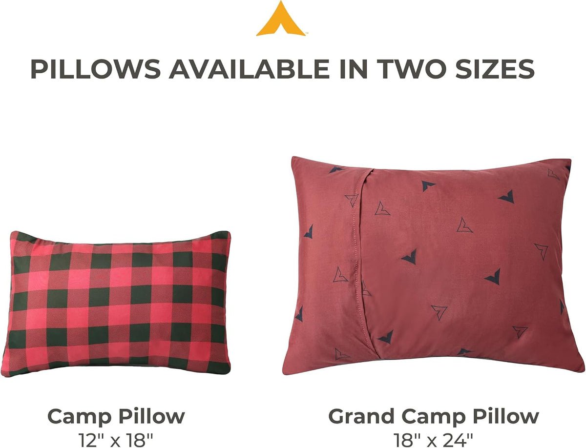 Teton Sports Camp Pillow; Great for Travel, Camping and Backpacking; Washable, Blue Plaid