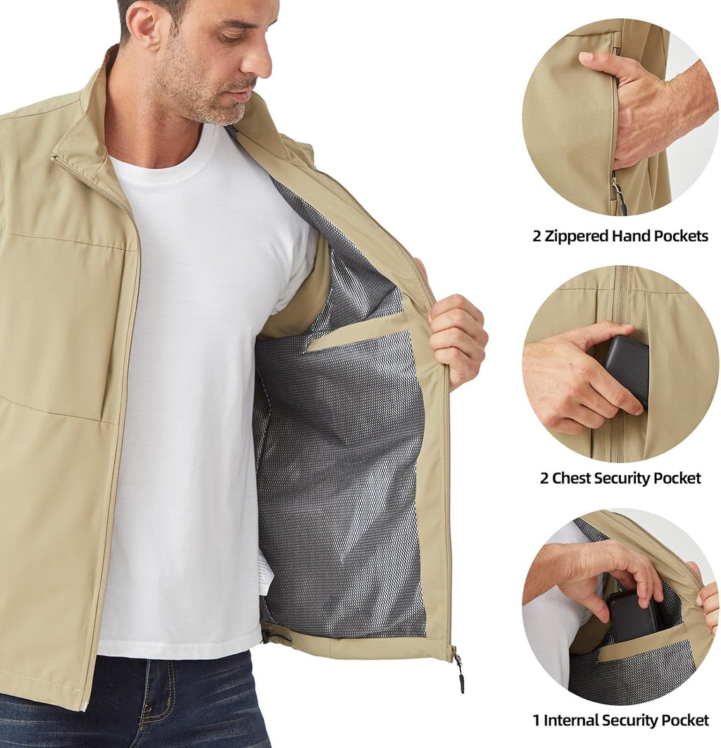 Men's Lightweight Outerwear Vest Softshell Sleeveless Jacket