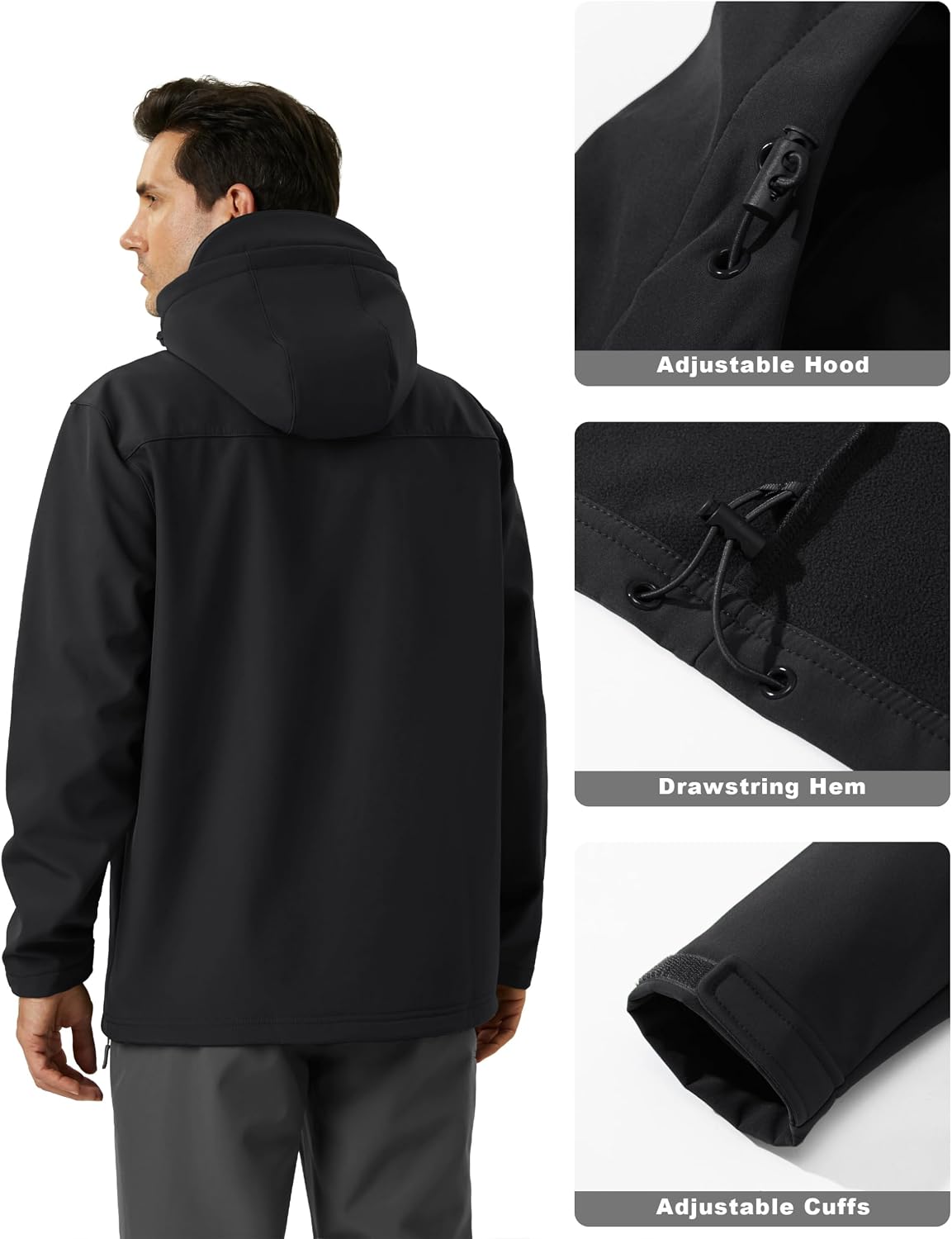 MAGCOMSEN Men's Jacket Waterproof Fleece Lightweight Softshell Rain Coat