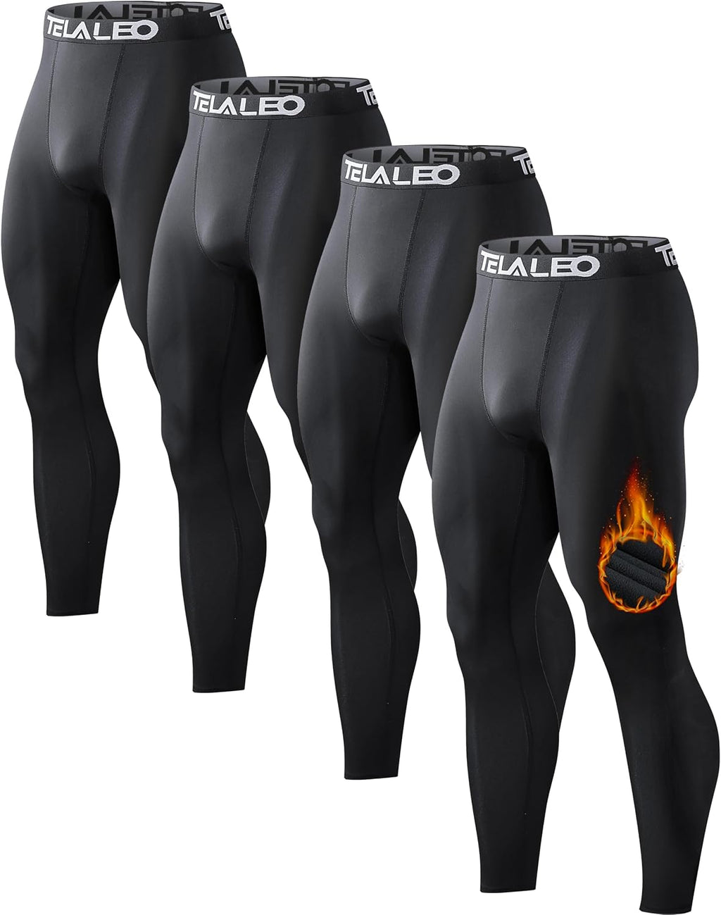 4 or 5 Pack Men's Thermal Compression Pants Fleece Lined Tights Leggings