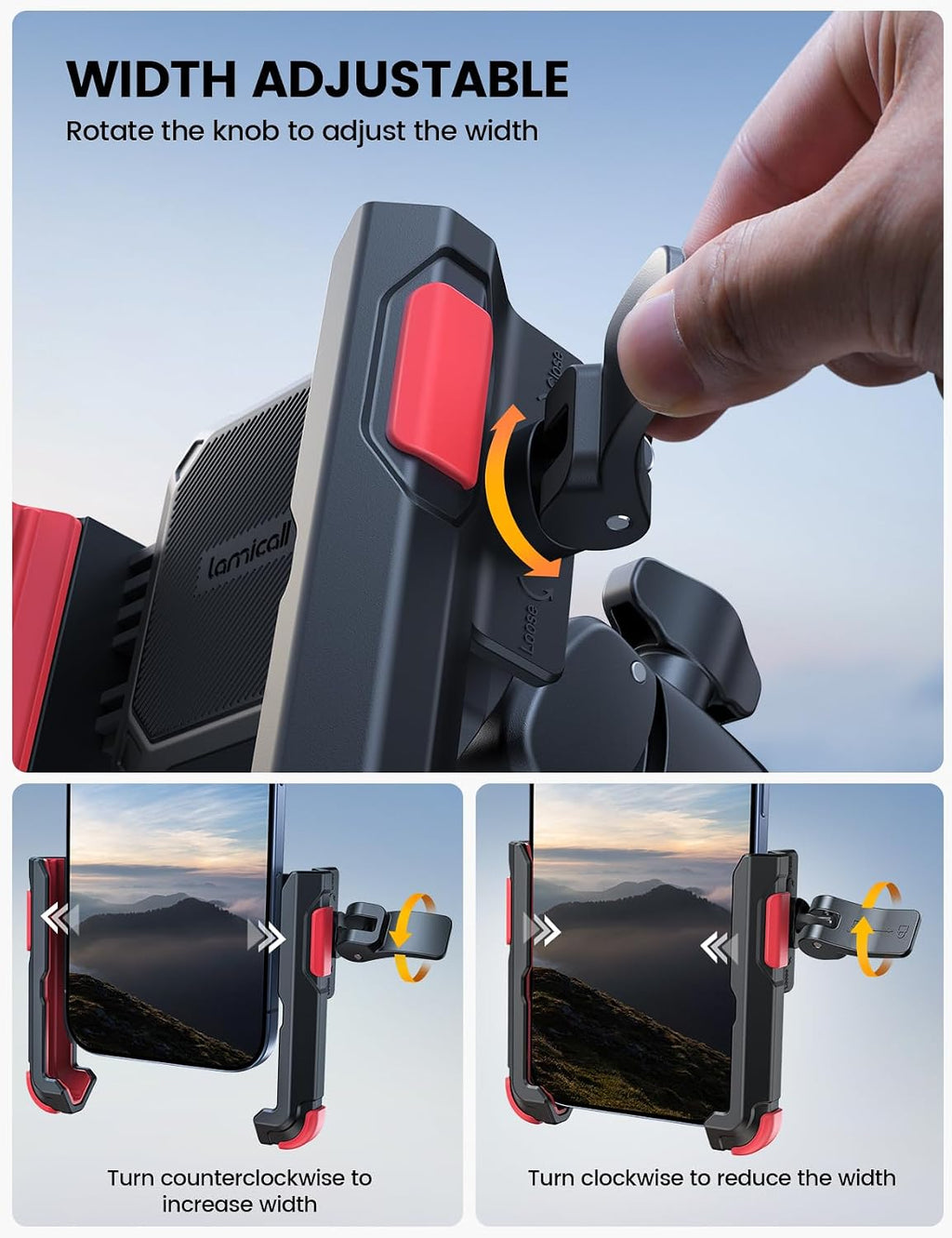 Lamicall Motorcycle Bike Phone Mount, 1s Quick Release Bike Phone Holder