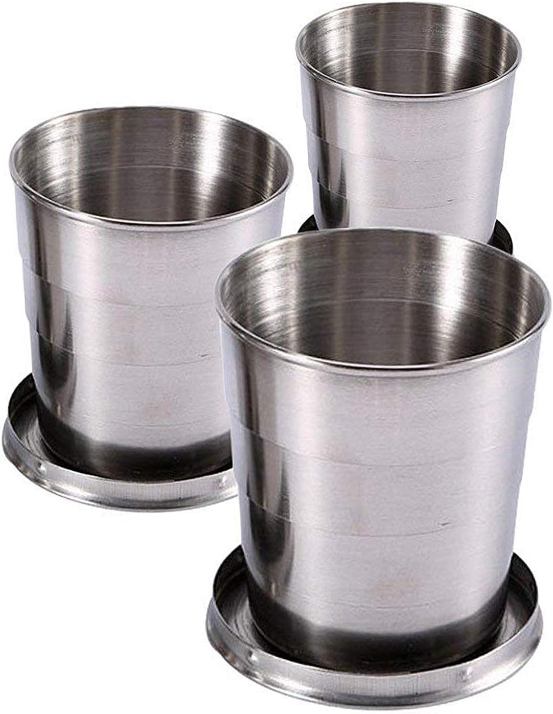 Guyuyii 3 Pcs Stainless Steel Collapsible Cups for Traveling with Keychains