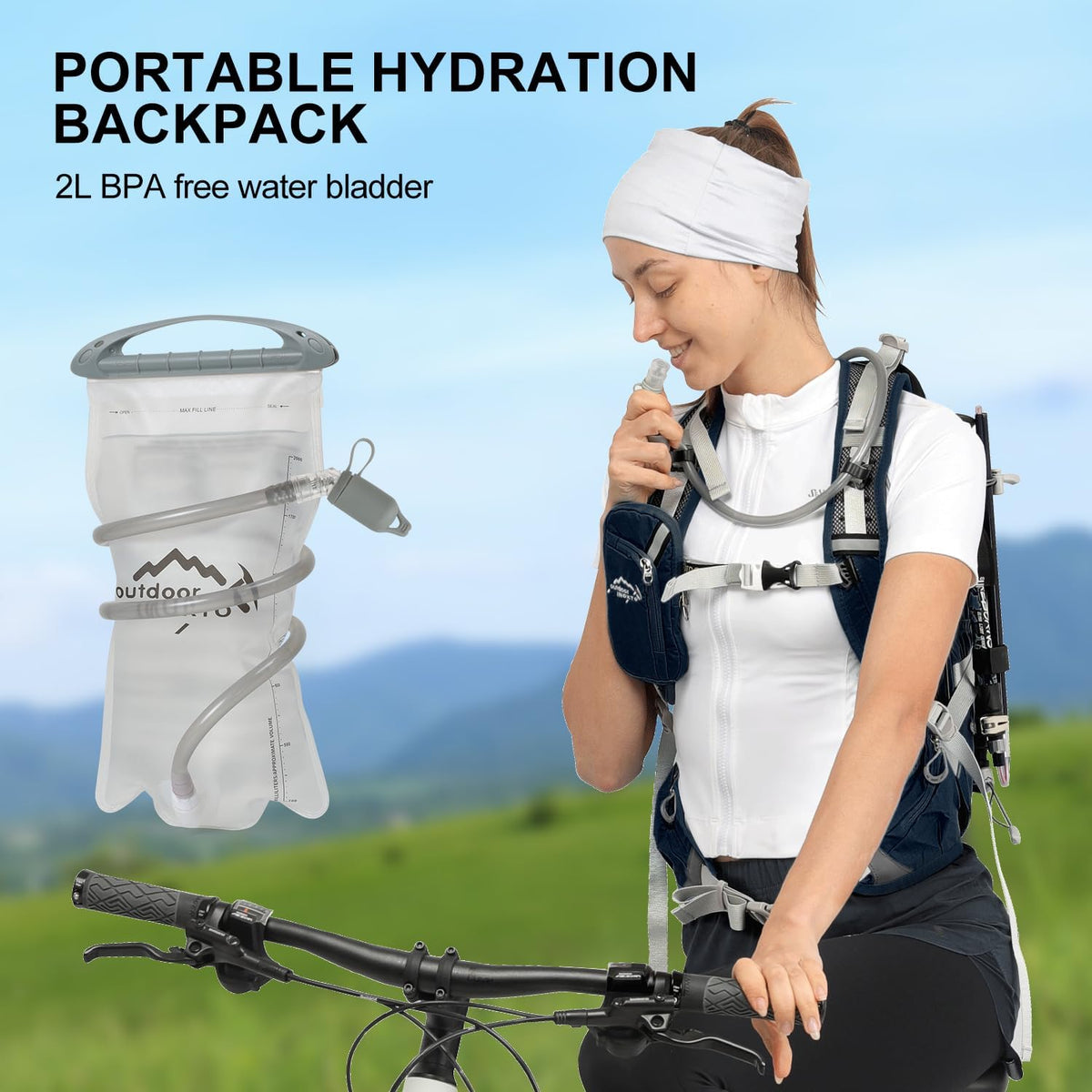 IX INOXTO 20L Hydration Backpack, Waterproof Hiking Internal Frame Backpacks with 2L Hydration Water Bladder and Rain Cover for Men, Lightweight Travel Daypack for Cycling,Camping,Ski (dark blue)