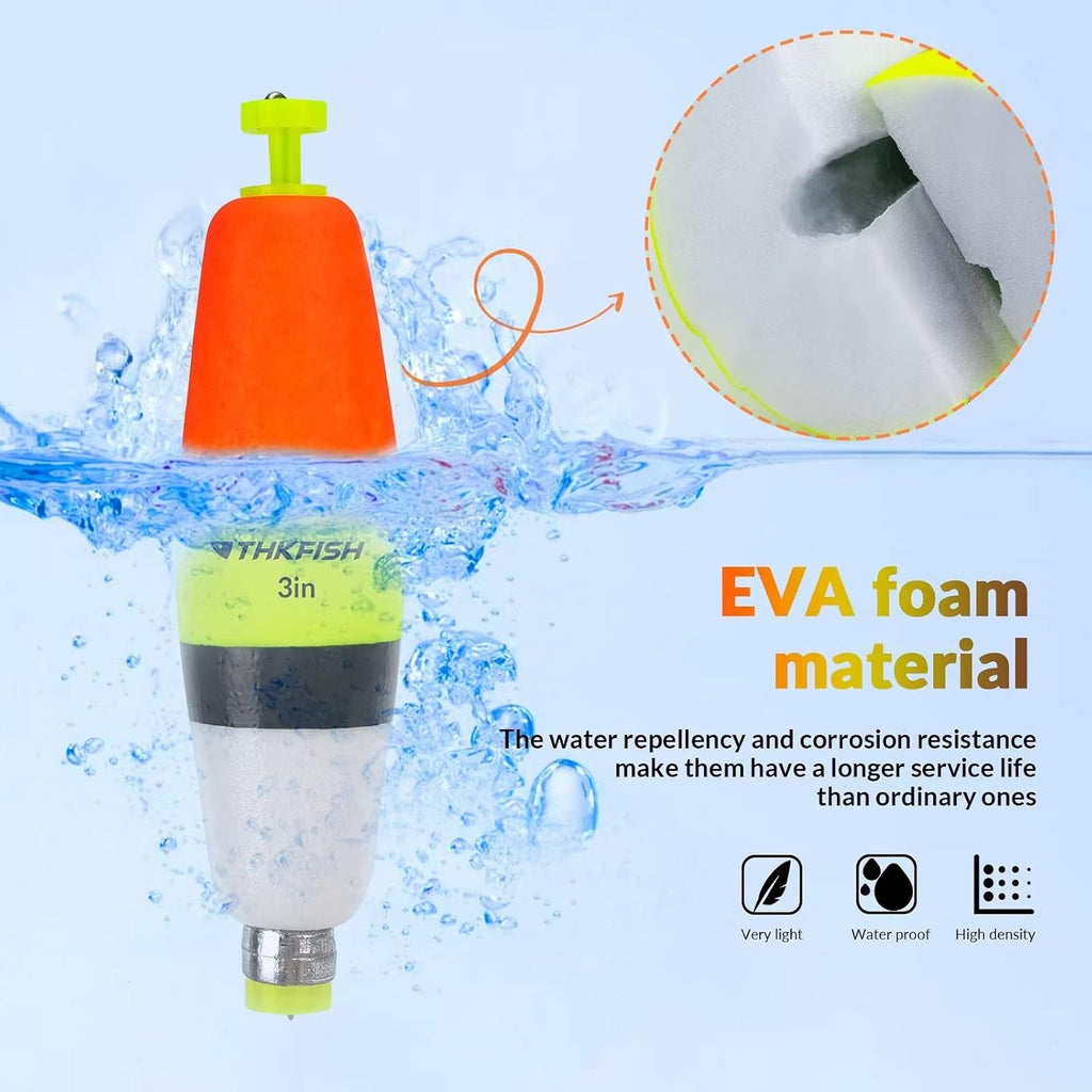THKFISH Fishing Bobbers 5PCS EVA Foam Round Floats Red/Green Snap-On Spring Fishing Buoy Accessories for Freshwater Saltwater