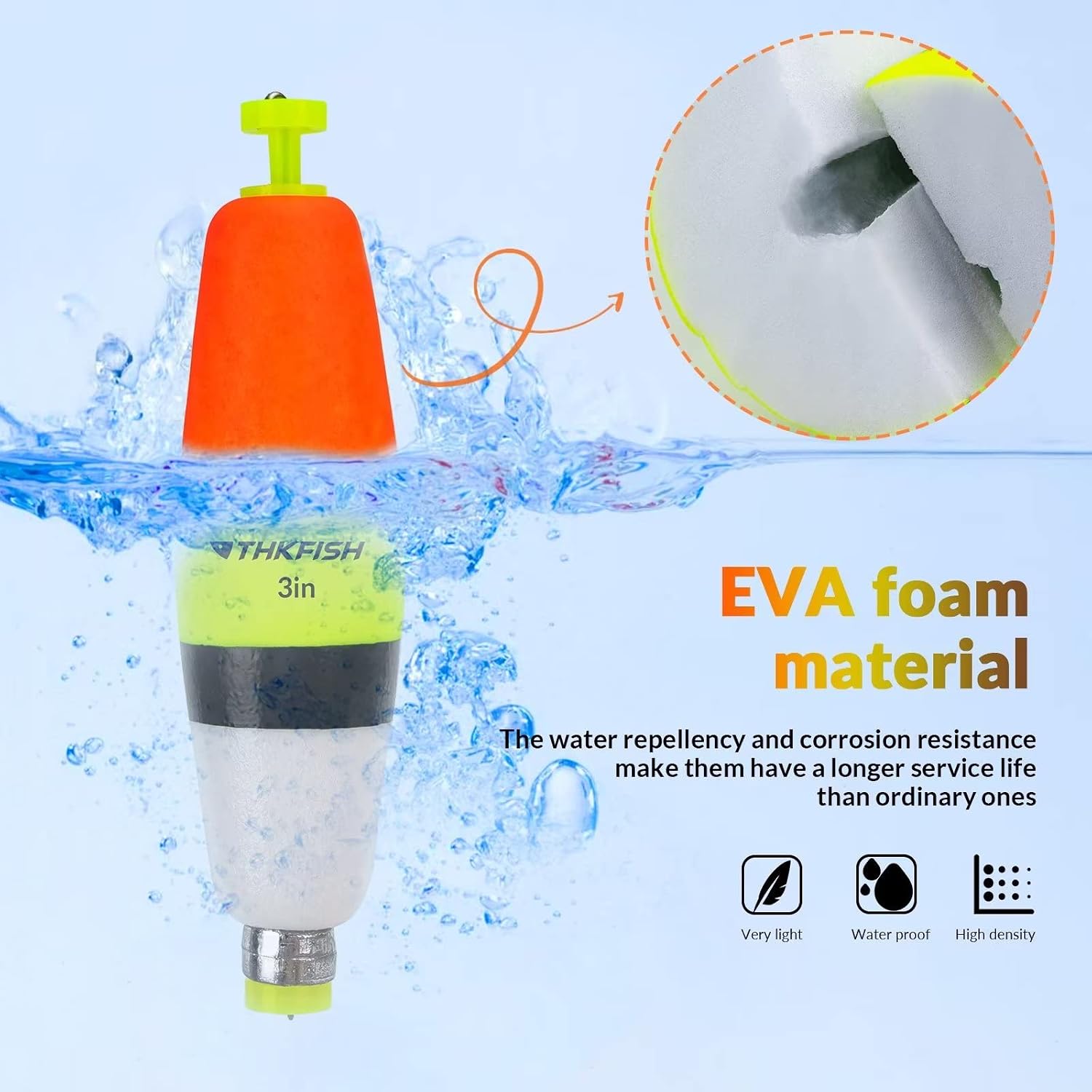 THKFISH Fishing Bobbers 5PCS EVA Foam Round Floats Red/Green Snap-On Spring Fishing Buoy Accessories for Freshwater Saltwater