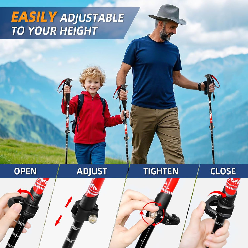 Hiking Poles, Trekking Poles for Hiking, Lightweight Aluminum Adjustable