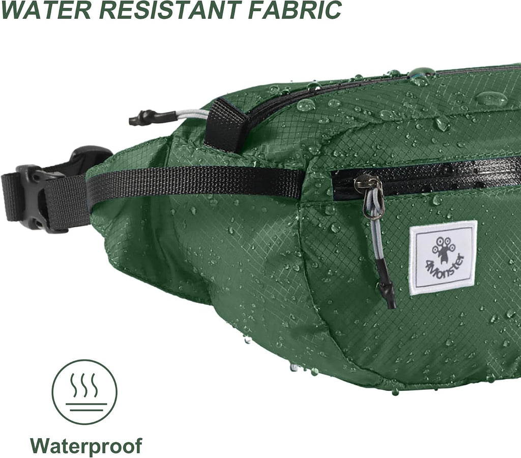 4Monster Hiking Waist Packs Portable,Water Resistant Fanny Bag with Adjustable Strap,Lightweight Crossbody Chest Bag Slim Bag