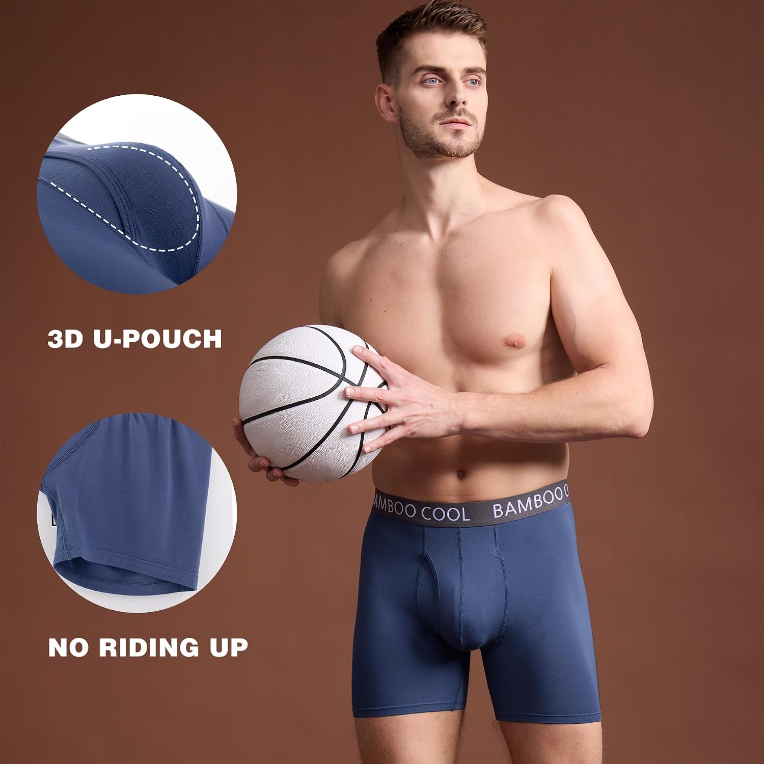 BAMBOO COOL Men's Cooling Underwear Ultra Soft Breathable Boxer Briefs Pack