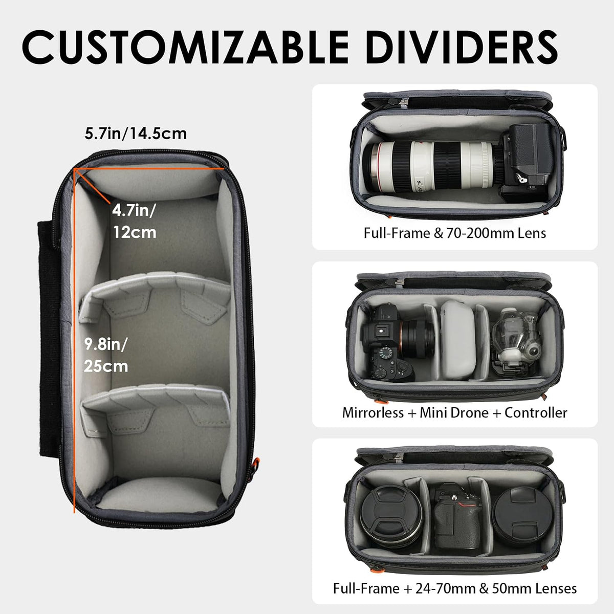 TARION Padded Camera Insert Bag Protective Framed DSLR Inner Case Organizer