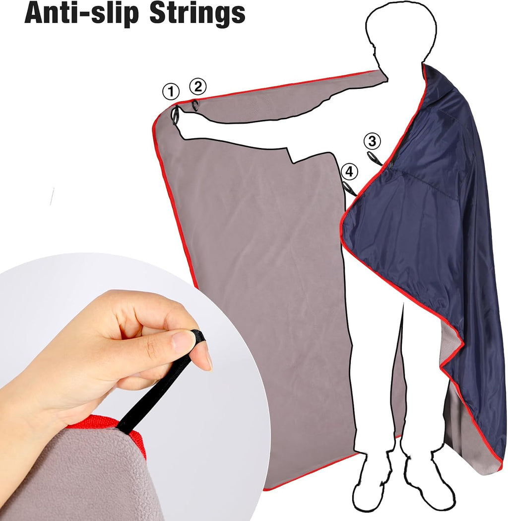 REDCAMP Outdoor Waterproof Stadium Blanket for Cold Weather, Dark Blue/Grey
