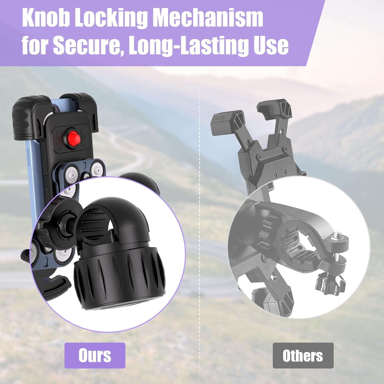 TXV Motorcycle Phone Mount Holder - Upgrade Vibration Dampener - 360° Rotatable Bicycle Phone Holder, Bike Scooter Handlebar Phone Clip for 5.1" - 6.8" Smartphones