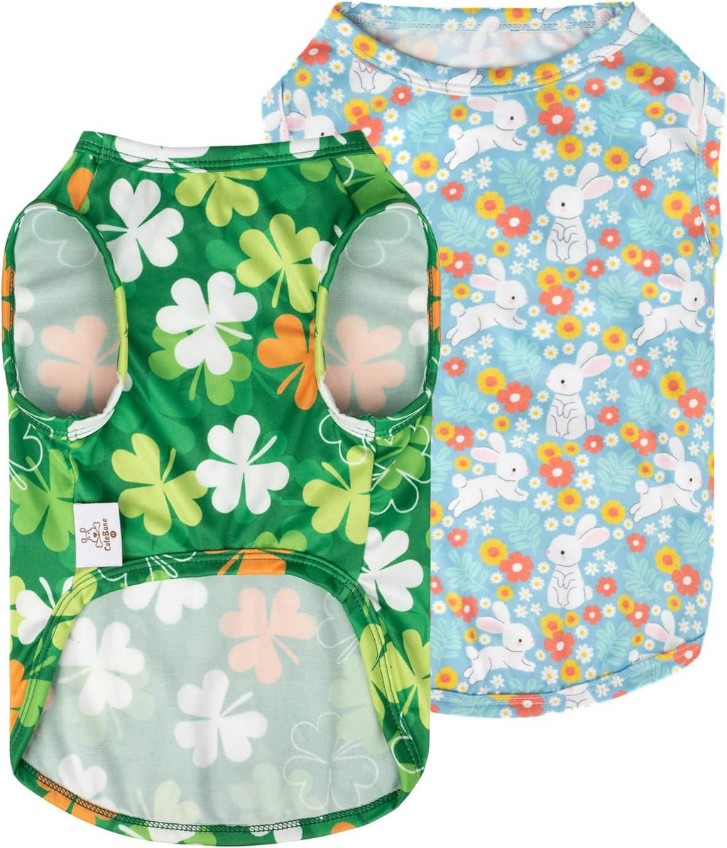 CuteBone Dog Shirts 2-Pack Soft Pet Clothes Breathable Summer Vest for Small Puppy and Stretchy Cat Apparel