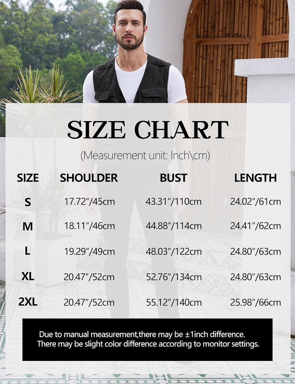 Gihuo Mens Fishing vest for Safari Utility Cargo with Pockets