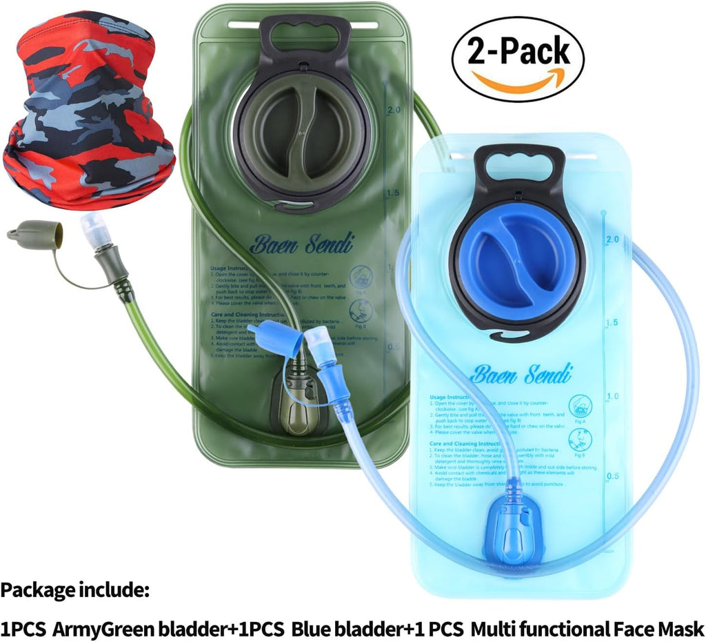 2 Pack Hydration Bladder 2 Liter/70 oz - 1.5L 2.5L 3L Water Bladder - BPA Free Hydration Pack Replacement - BPA Free Hydration Pack Replacement