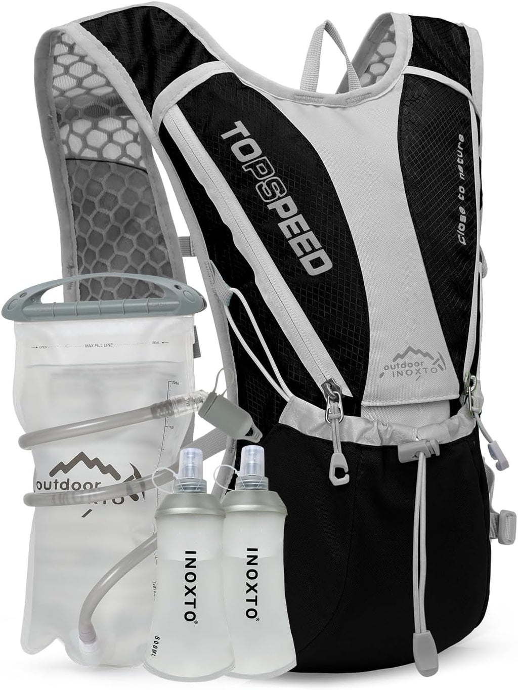 Hydration Pack Backpack, IX INOXTO Running Hydration Vest with 1.5L ( 50 oz) Water Bladder for Men Women, Lightweight Water Backpack for Hiking Cycling Climbing Camping