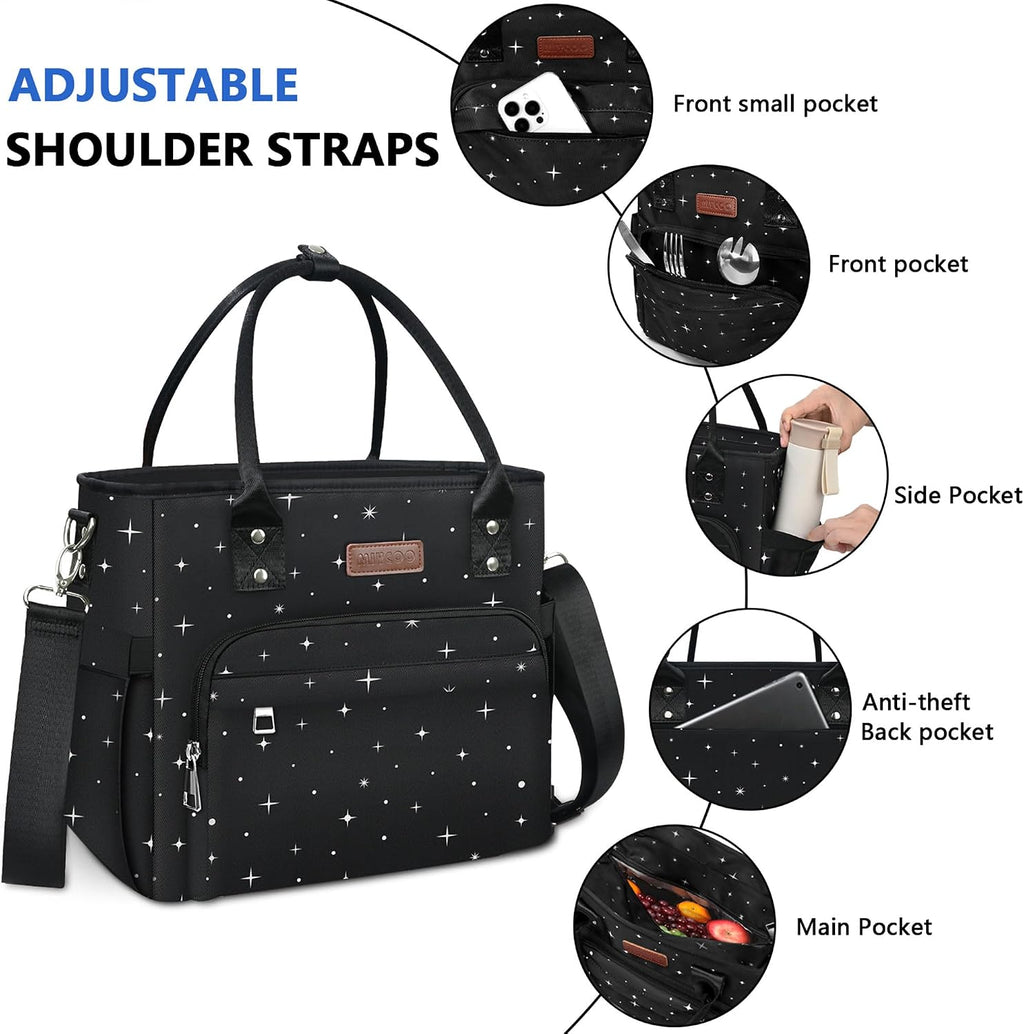 MIYCOO Insulated Lunch Bag Women, Large Tote Lunch Box for Work, 18L