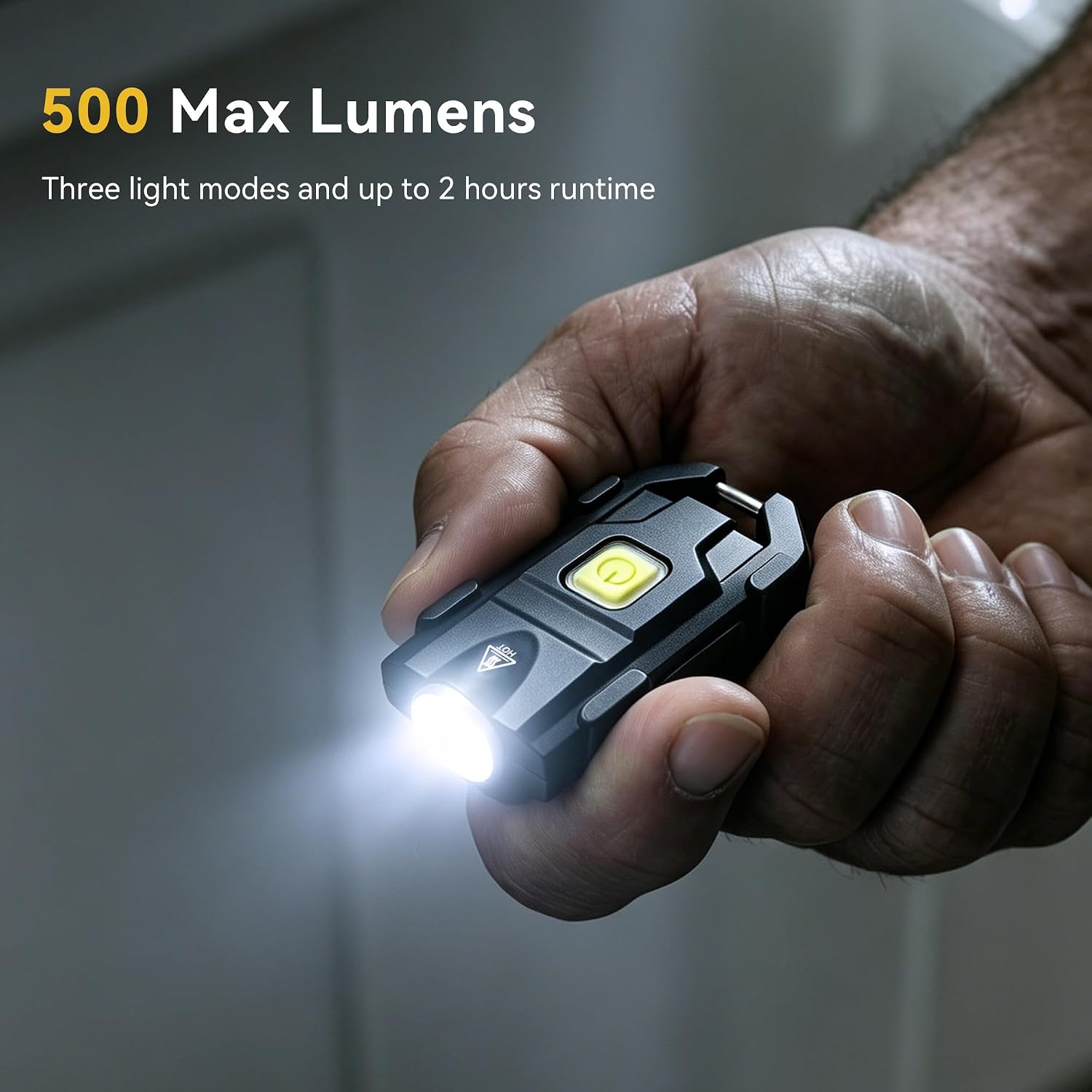 lexall H8 2 Pack Keychain Flashlight, 500LM USB-C Mini Light with Cap Clip