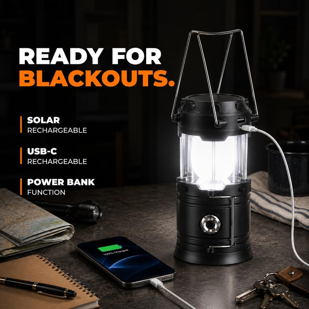 MalloMe Solar LED Camping Lantern, Battery Powered Lanterns for Power Outages, Portable Hanging Collapsible Camping Lights for Outdoor, Home, Emergency, Hurricane Lamp Survival Outage Light