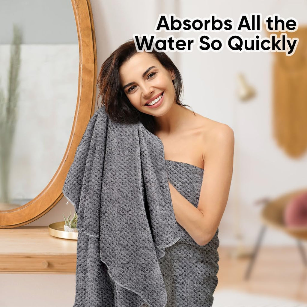 HOMEXCEL Bath Towels 2PK, Microfiber Ultra Soft Bathroom Towel, 27x54 in