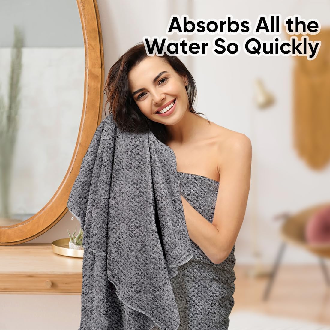 HOMEXCEL Bath Towels 2PK, Microfiber Ultra Soft Bathroom Towel, 27x54 in