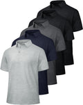 BOOJO 5 Pack Polo Shirts for Men - Quick Dry Moisture Wicking Performance Short Sleeve Mens Golf Shirts for Work Athletic
