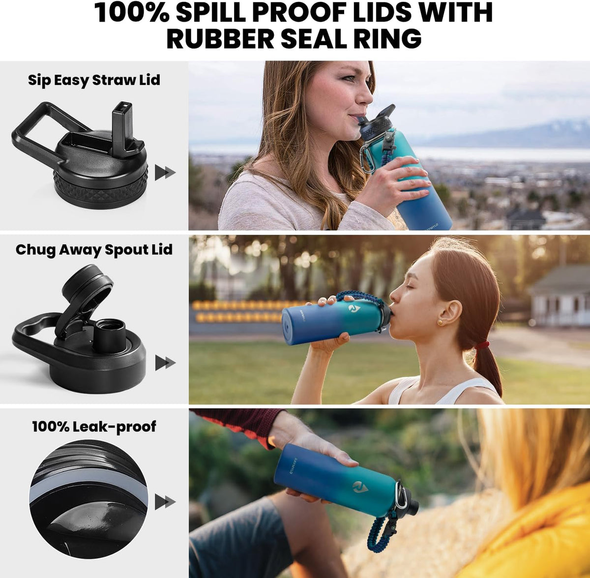 RAYMYLO Insulated Water Bottle 40 oz, Triple Wall Vacuum Stainless Steel