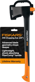 Fiskars X15 Chopping Axe 24", for Tree Felling & Limbing Wood Branches