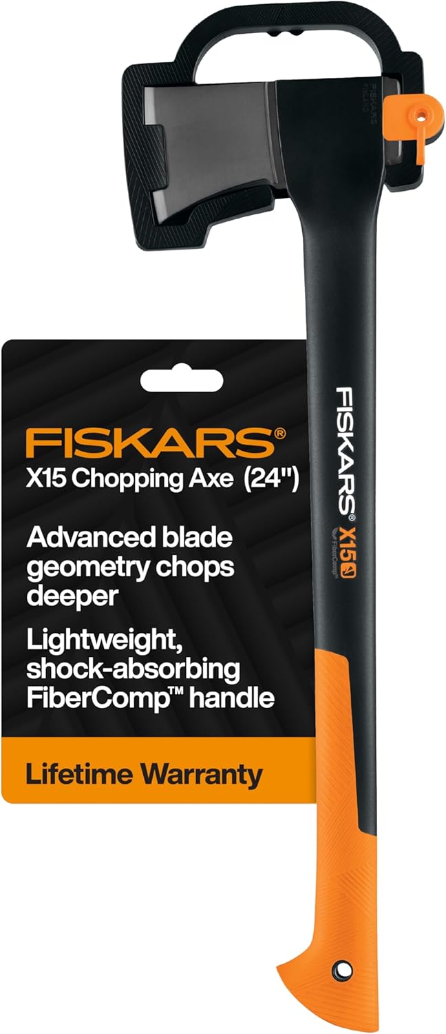 Fiskars X15 Chopping Axe 24", for Tree Felling & Limbing Wood Branches