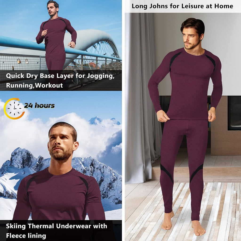 Muezna Men's Thermal Top and Bottom Set Underwear Long Johns Base Layer