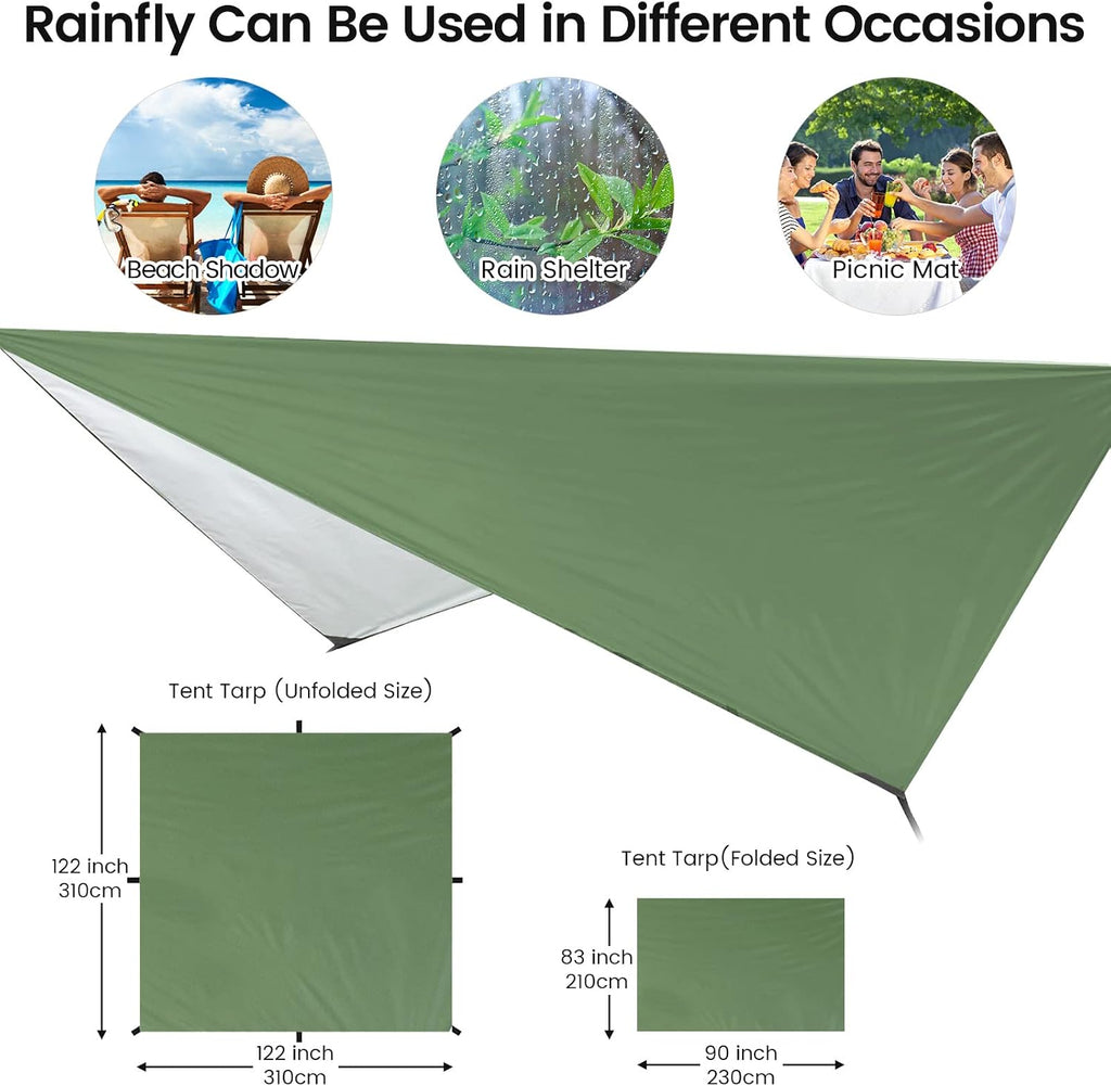 Camping Hammock with Mosquito Net & Rain Fly Tent Tarp & Tree Straps Portable Strong Nylon Hammock Tent w/Storage Bag for Camping Hiking Backyard Outdoor Backpacking Travel