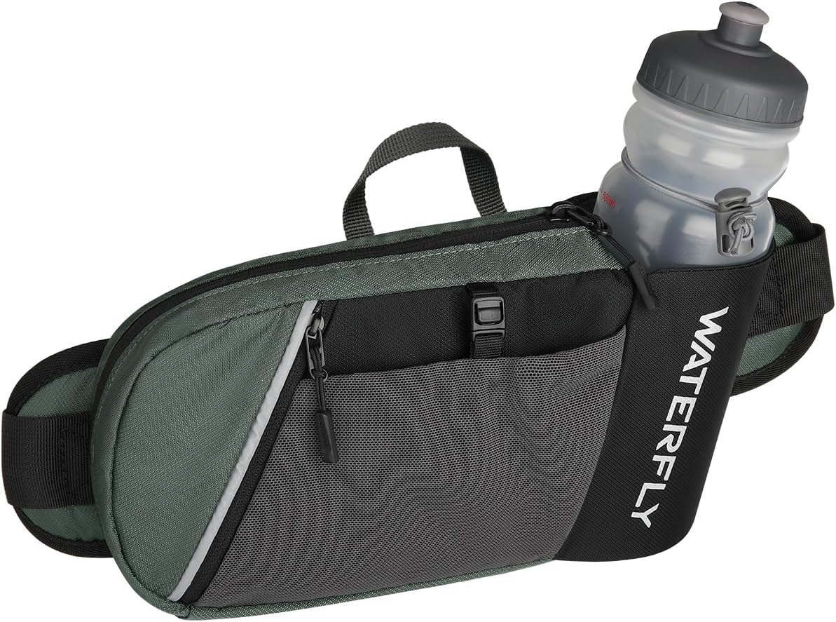 WATERFLY Water Bottle Fanny Pack, Hiking Hydration Belt for Women Men