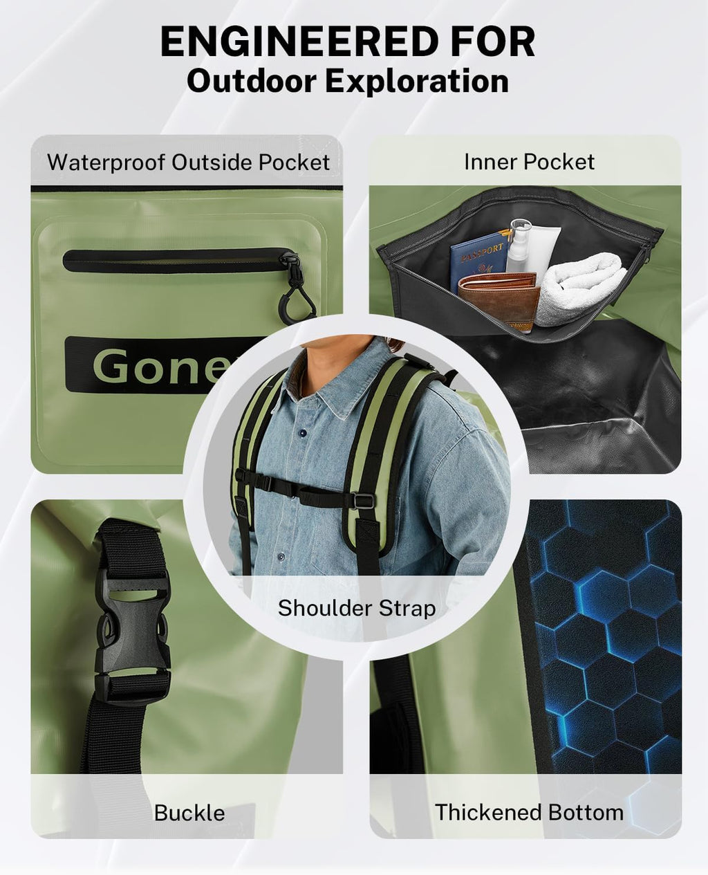 Gonex Waterproof Duffel Bag, 150L Heavy Duty Dry Bag, Reinforced Bottom