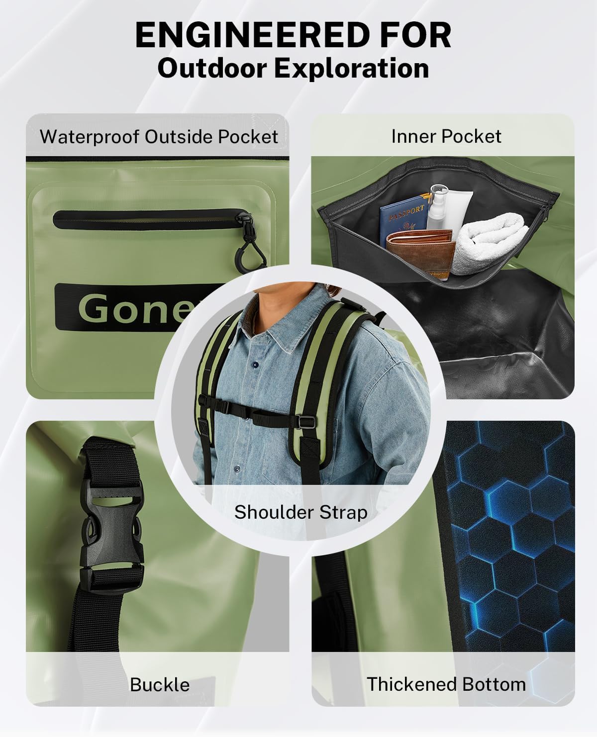 Gonex Waterproof Duffel Bag, 150L Heavy Duty Dry Bag, Reinforced Bottom