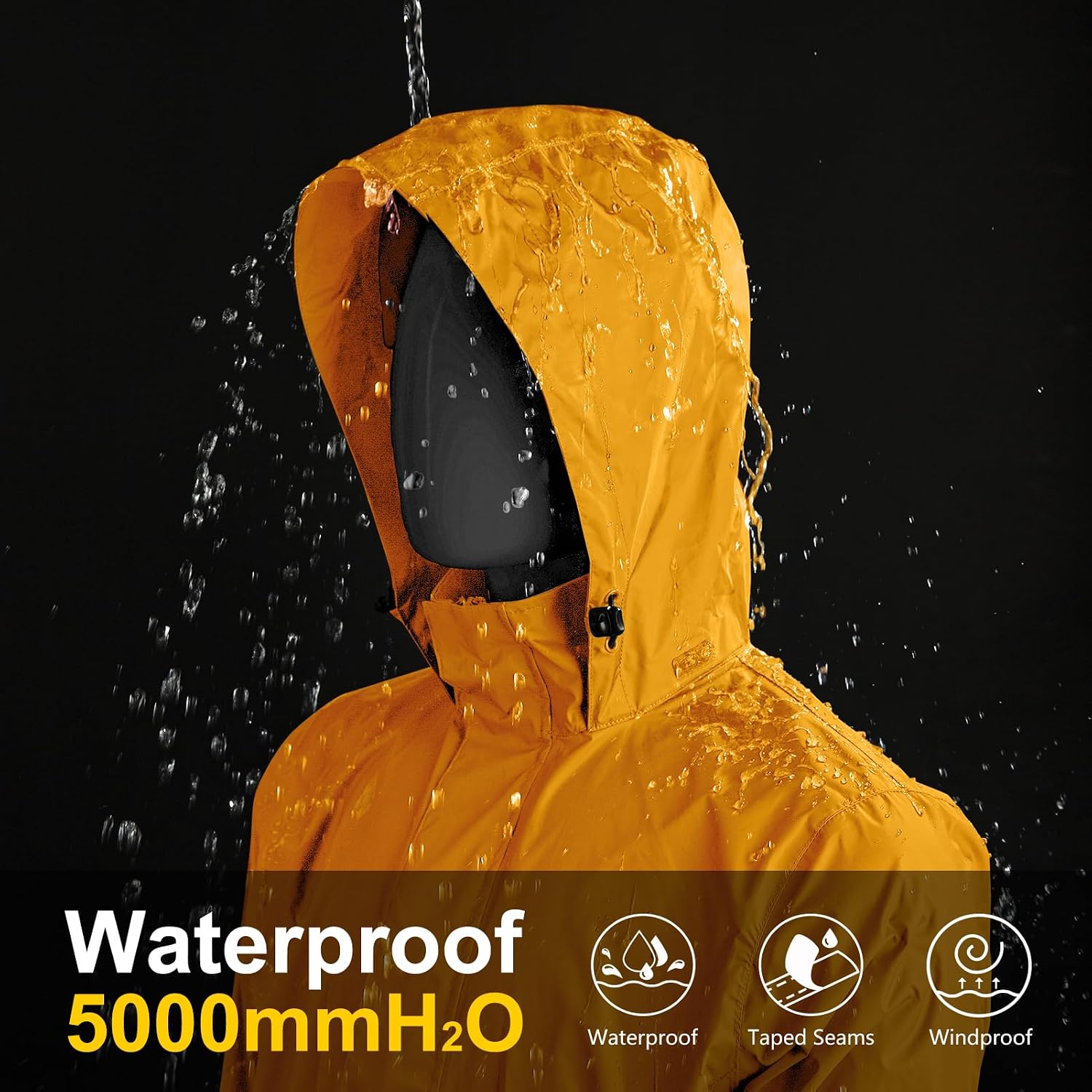 33,000ft Men's Packable Rain Jacket Lightweight Waterproof Golf Raincoat