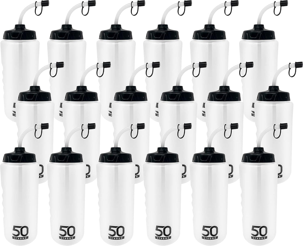 50 Strong | Hockey & Lacrosse Water Bottle with Straw, 2-Pack, 1 Liter