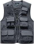 AOTORR Mens Outdoor Work Safari Cargo Photo Travel Fishing Vests for Men with Multi-pockets