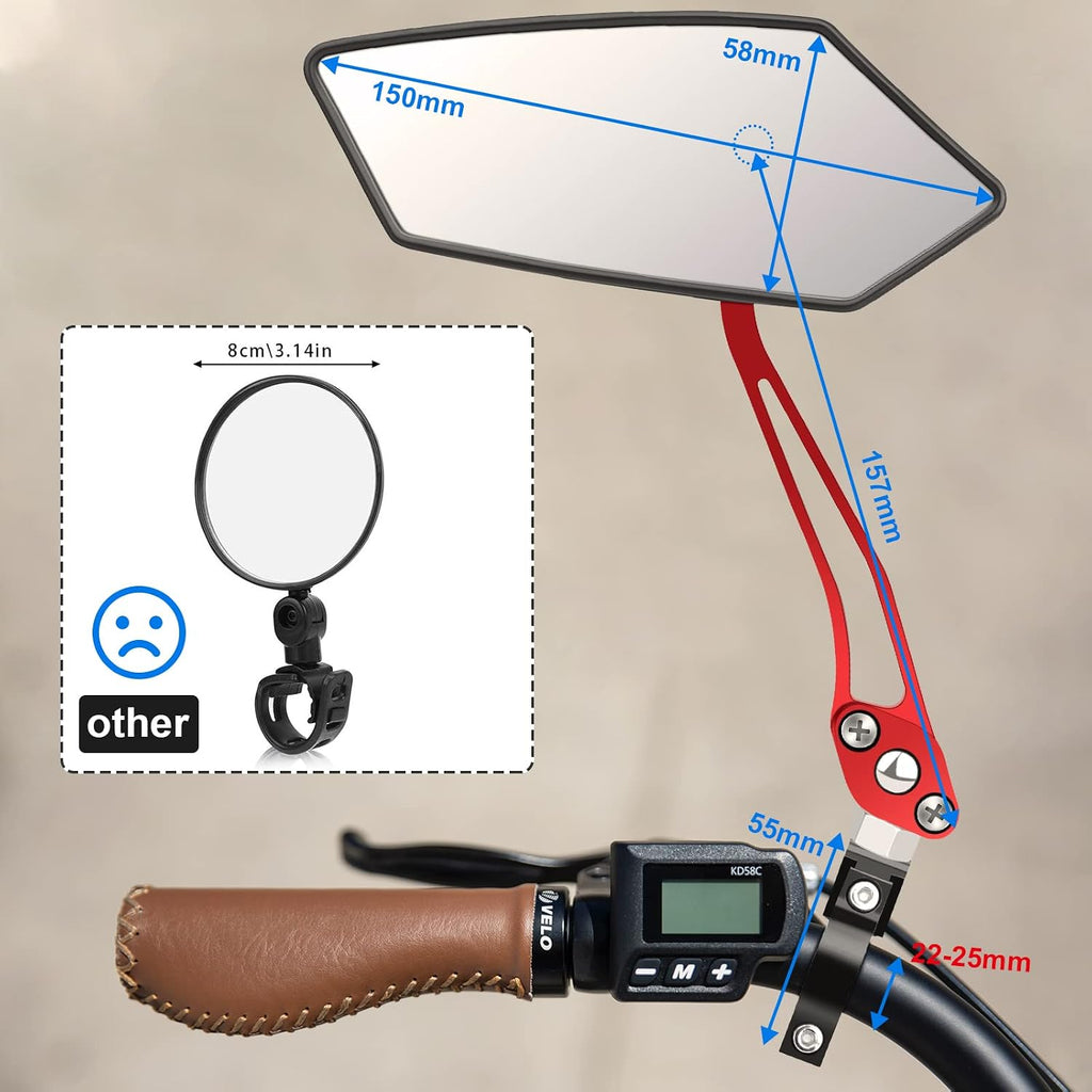 Diyife Bike Mirror, 2 PCS HD Version Large Bicycle Mirrors for Handlebars