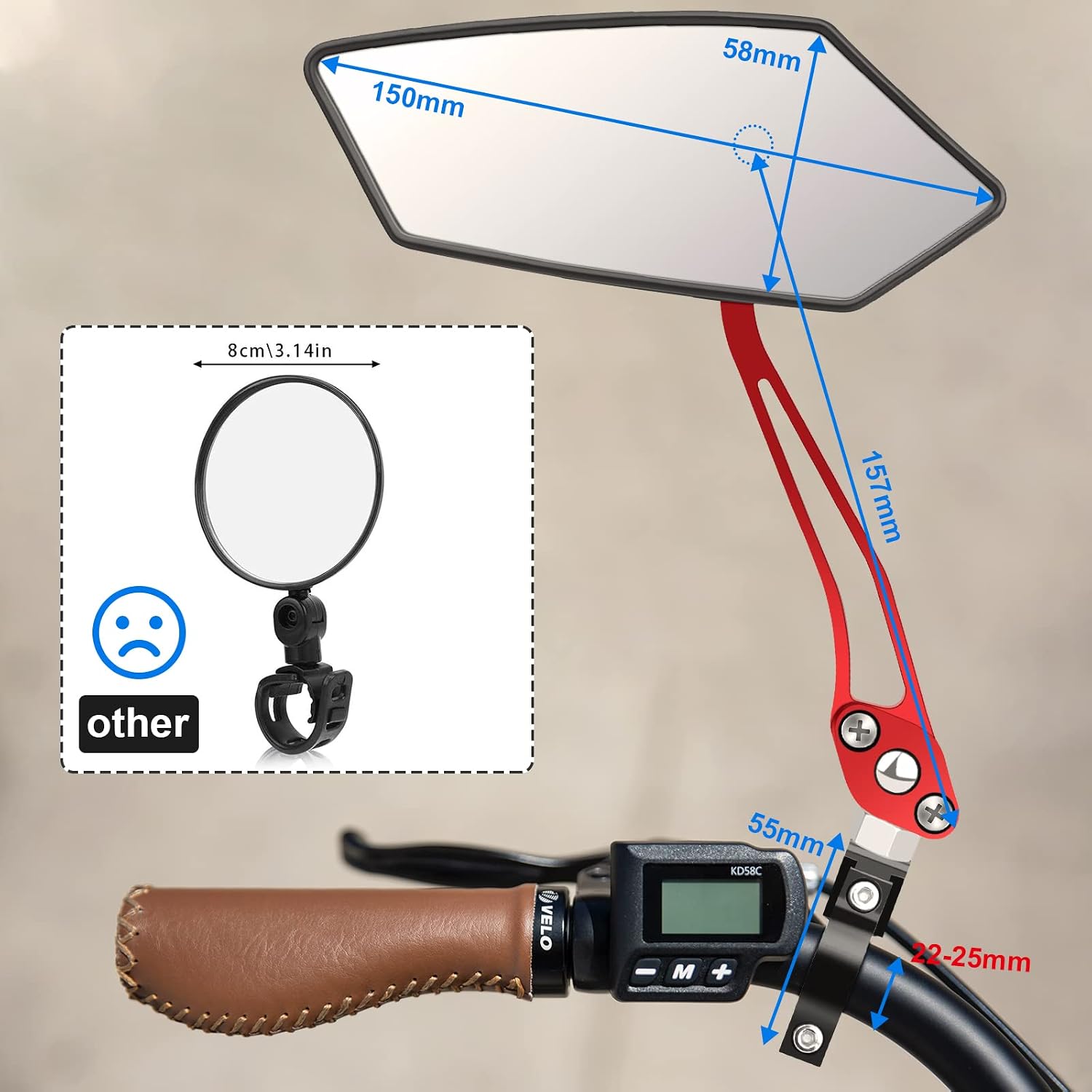 Diyife Bike Mirror, 2 PCS HD Version Large Bicycle Mirrors for Handlebars