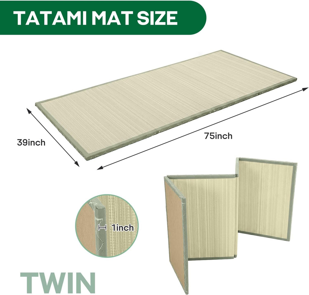 ZonLi Japanese Tatami Mat, Foldable Floor Sleeping Pad Futon Mattress
