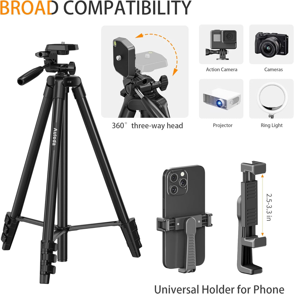 60″ Camera Tripod Lightweight Travel Stand for Canon Nikon Phone