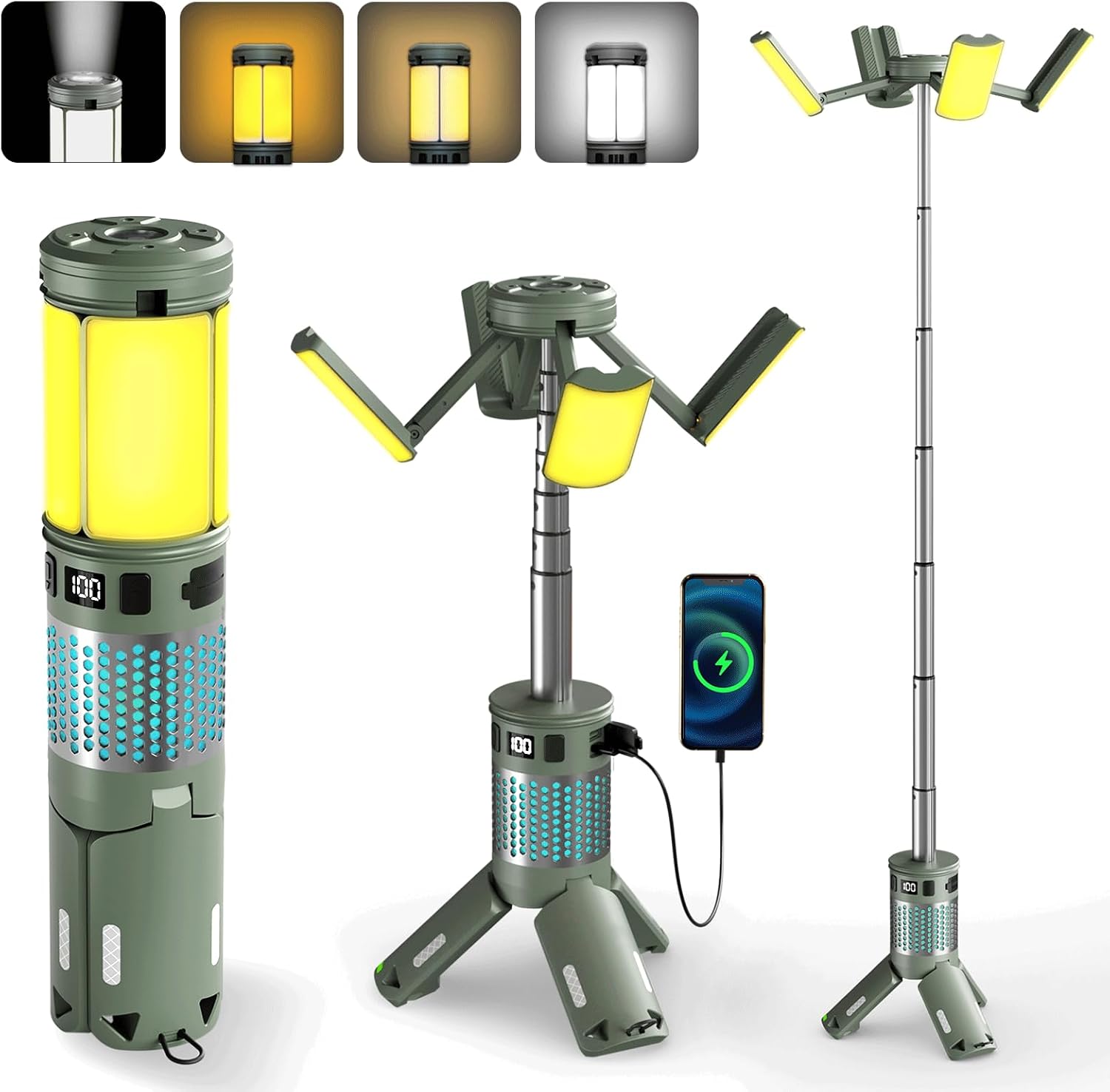 Telescopic Camping Lights with Stand, 40H Playtime, Magnetic Base