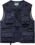 Gihuo Mens Fishing Vest Lightweight Utility Vests Cargo Outdoor Safari Travel Vest with Pockets