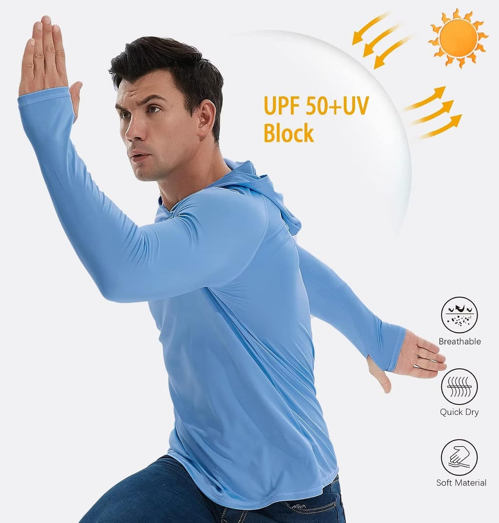 3 Pack Men's UPF 50+ Sun Protection Shirts Fishing Hoodie Long Sleeve