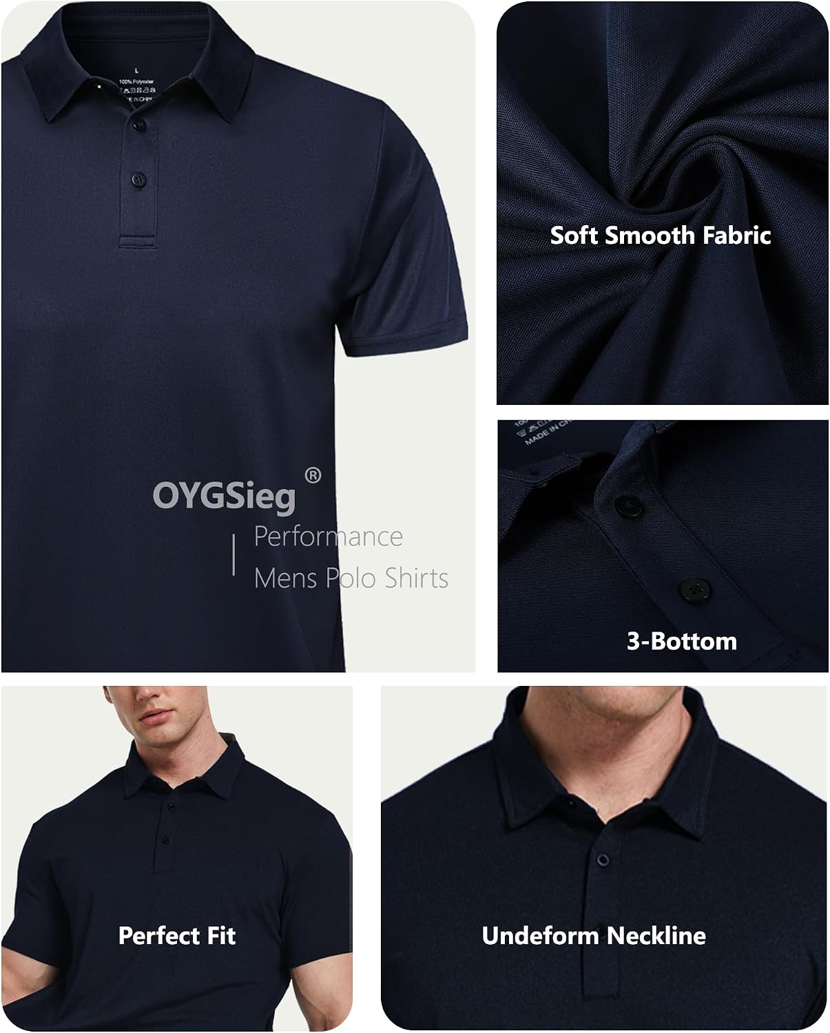 OYGSieg 5 Pack Polo Shirts for Men Short Sleeve Collared Golf Polos