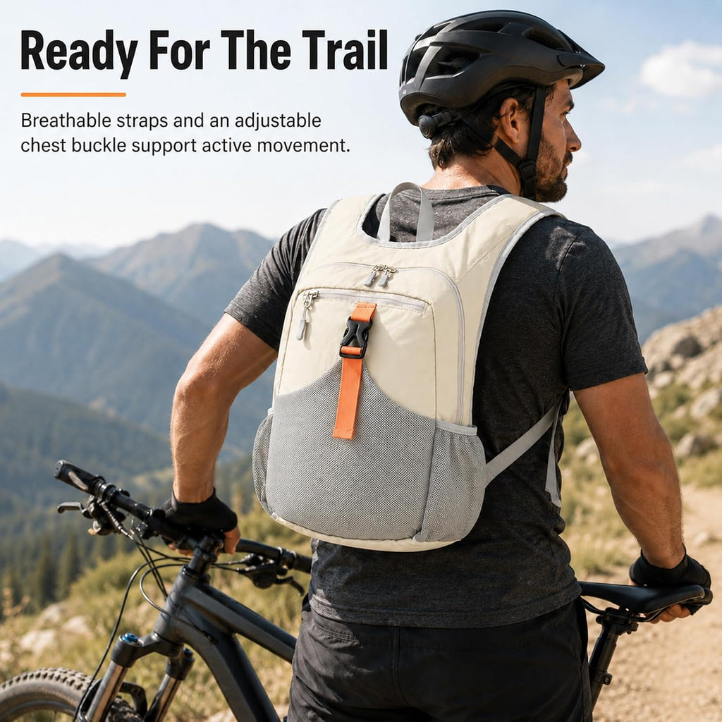 15L Small Hiking Backpack, Lightweight Packable Foldable Casual Backpack for Women Men (Beige)