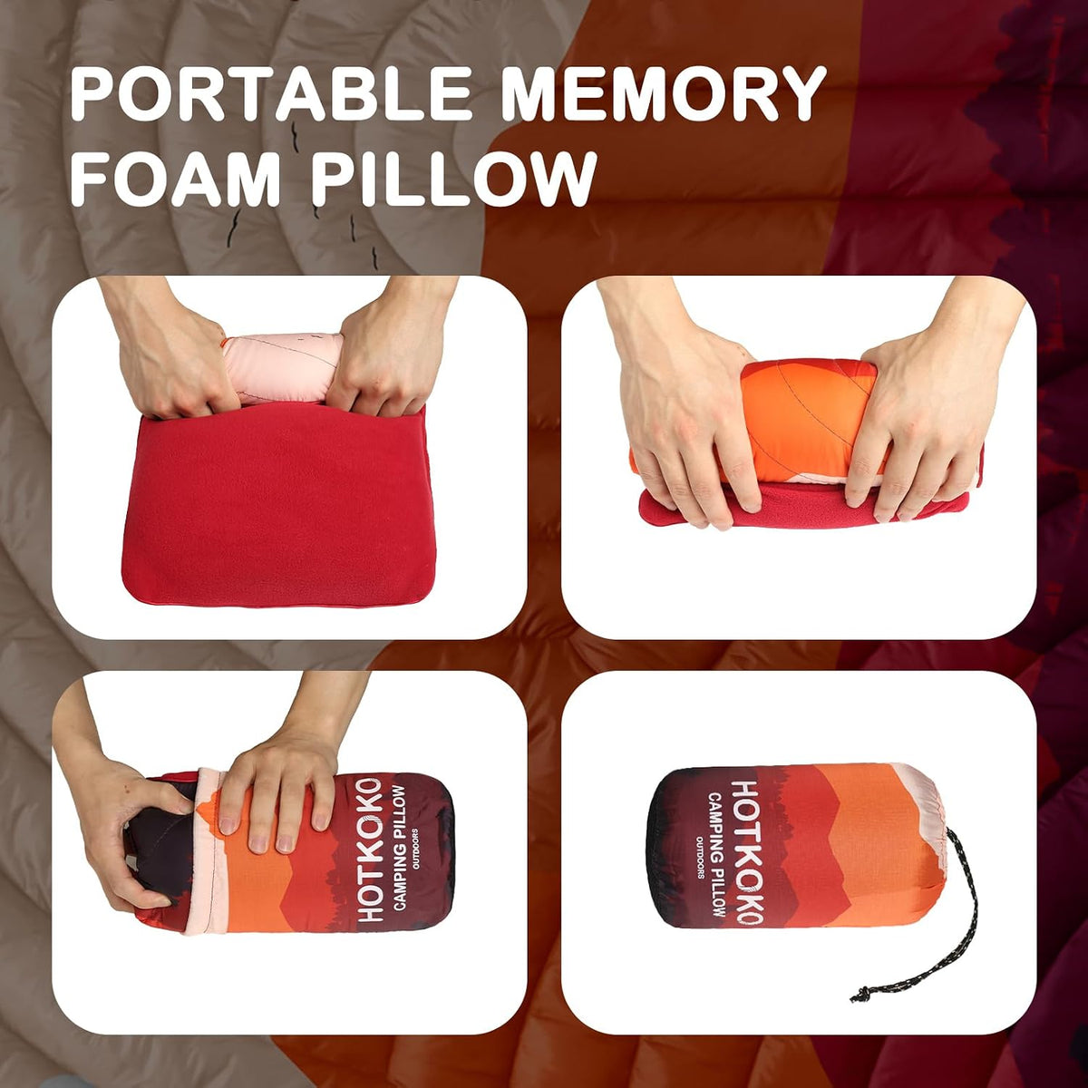 Camping Pillow Memory Foam Travel Pillow Packable Backpacking