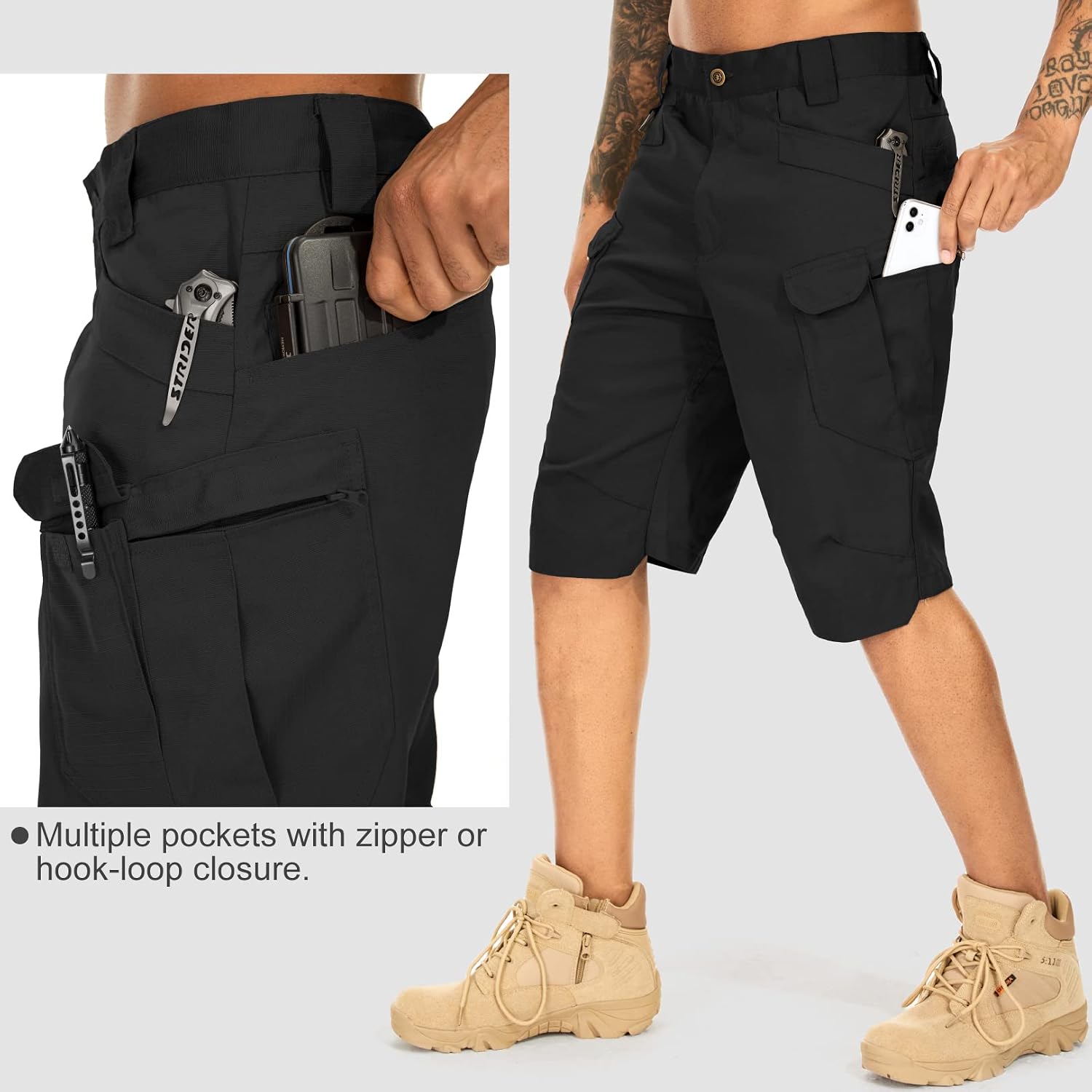 Mens Work Shorts Cargo Tactical Outdoor Wear Resistant Hiking Tool Shorts