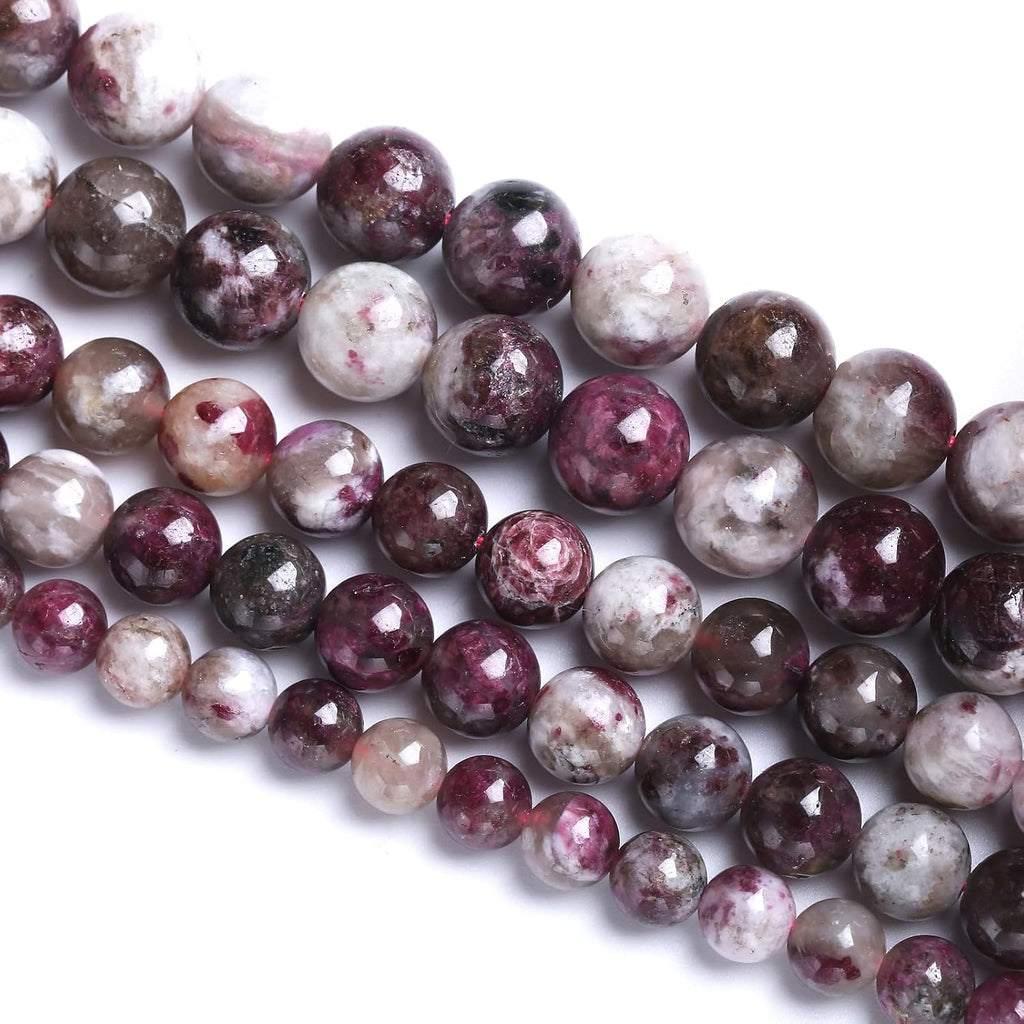 8MM 44PCS Natural Stone Colorful Tourmaline Gemstone Loose Beads for Jewelry Making DIY Bracelet Necklace 1 Strand