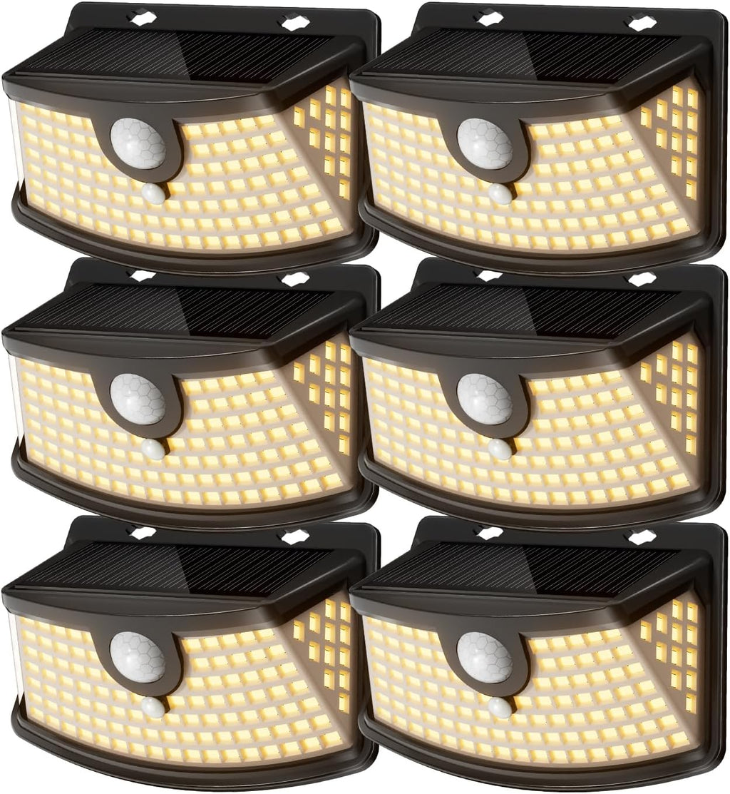 Aootek Solar Motion Sensor Lights Outdoor 120 LEDs, Black, 6 Pack